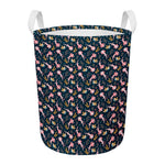 Pink Axolotl Pattern Print Round Laundry Basket