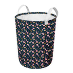 Pink Axolotl Pattern Print Round Laundry Basket
