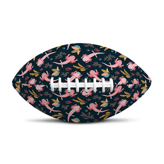 Pink Axolotl Pattern Print Rugby Ball