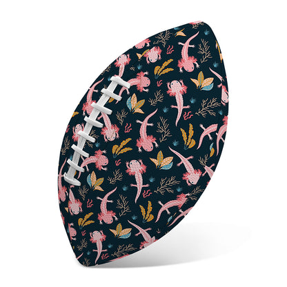Pink Axolotl Pattern Print Rugby Ball