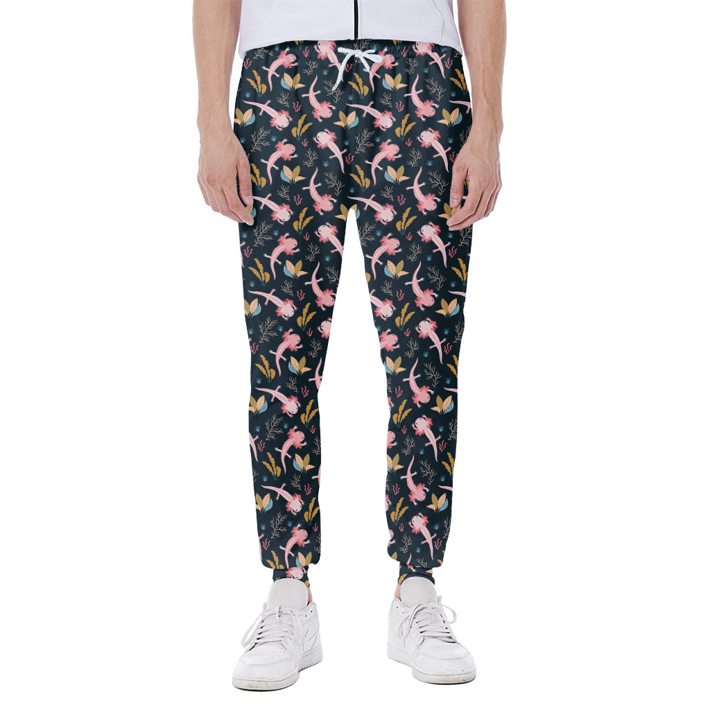 Pink Axolotl Pattern Print Scuba Joggers