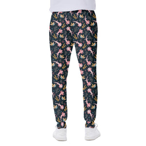 Pink Axolotl Pattern Print Scuba Joggers