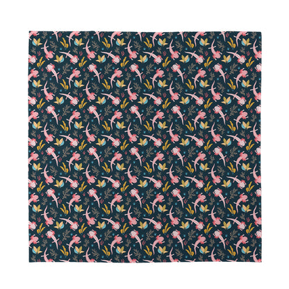 Pink Axolotl Pattern Print Silk Bandana
