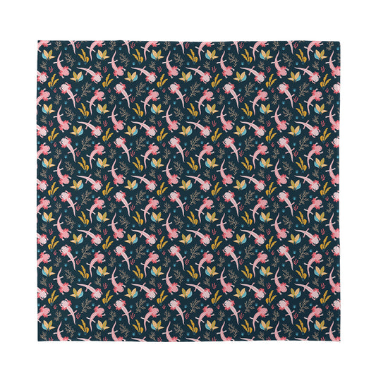 Pink Axolotl Pattern Print Silk Bandana