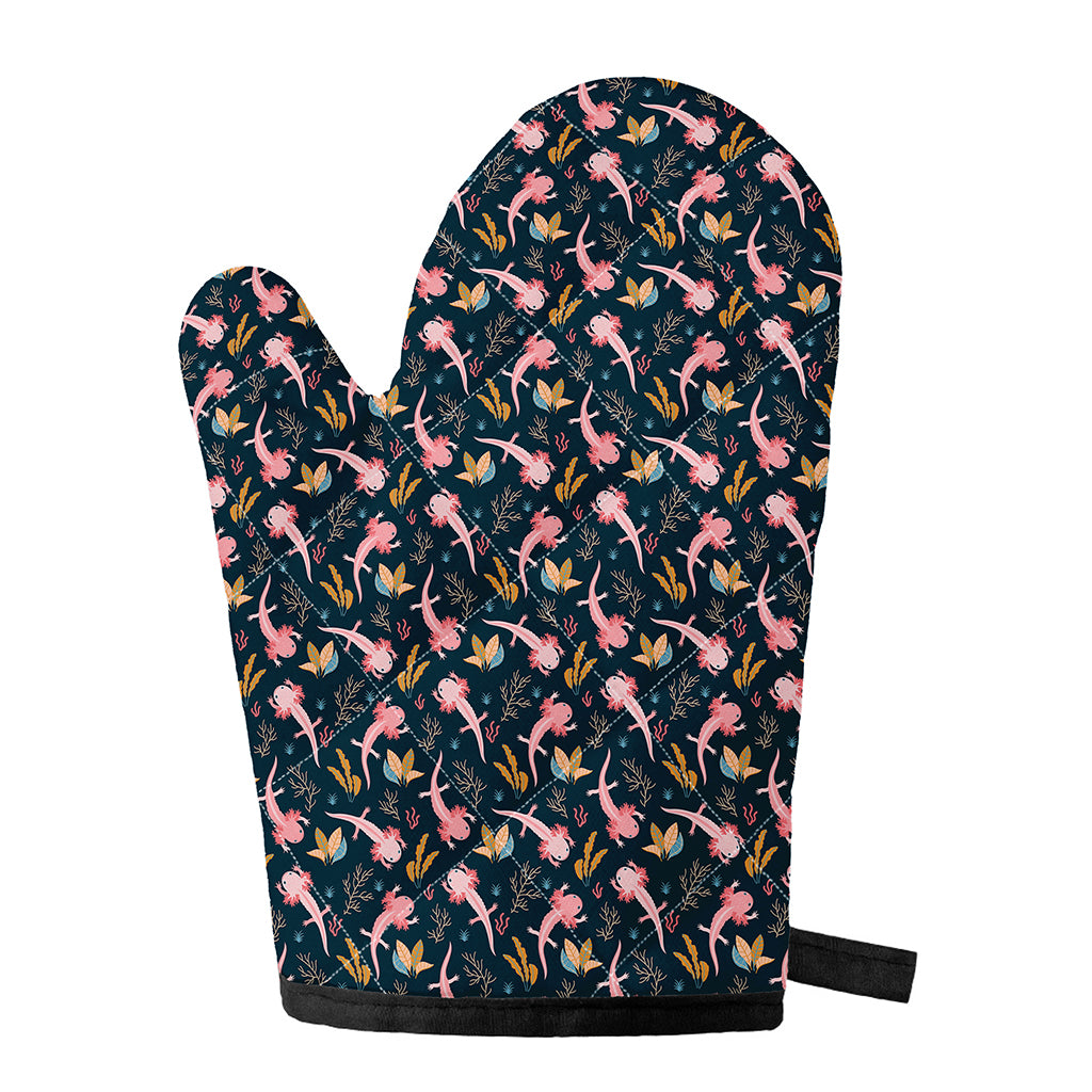 Pink Axolotl Pattern Print Single Oven Mitt