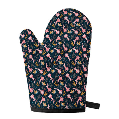 Pink Axolotl Pattern Print Single Oven Mitt