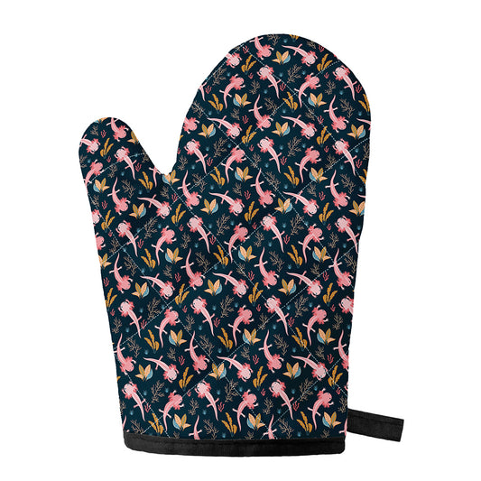 Pink Axolotl Pattern Print Single Oven Mitt