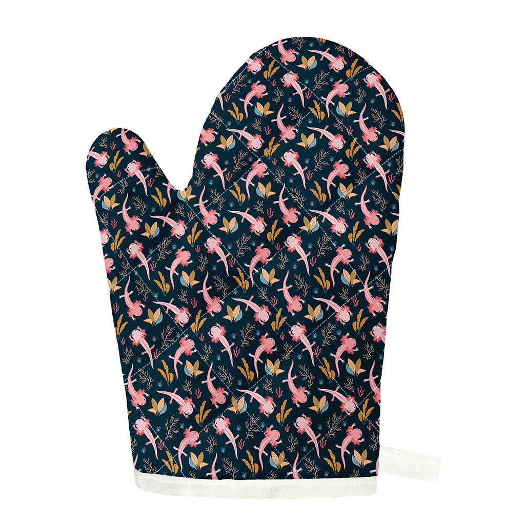 Pink Axolotl Pattern Print Single Oven Mitt