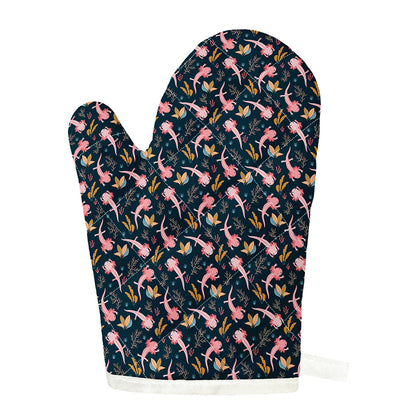 Pink Axolotl Pattern Print Single Oven Mitt
