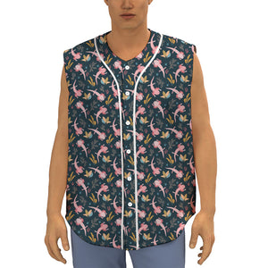 Pink Axolotl Pattern Print Sleeveless Baseball Jersey