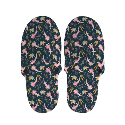 Pink Axolotl Pattern Print Slippers