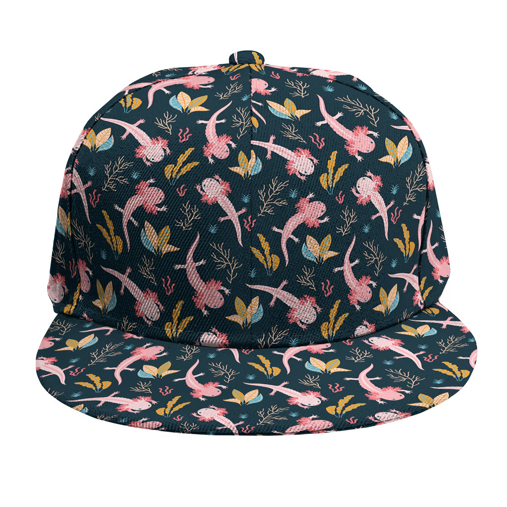 Pink Axolotl Pattern Print Snapback Cap