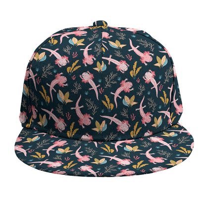 Pink Axolotl Pattern Print Snapback Cap