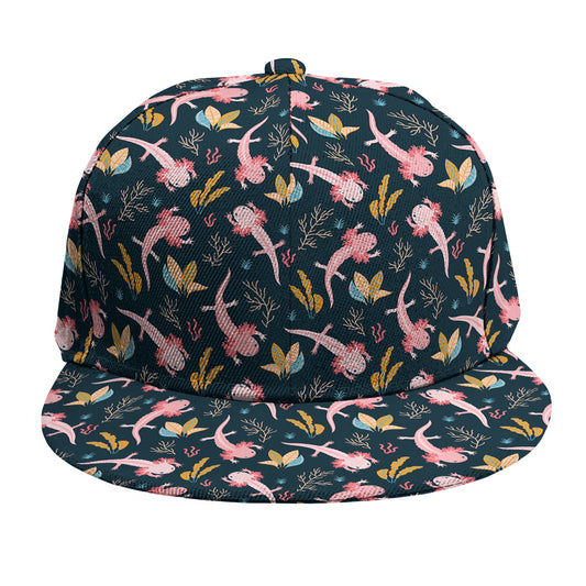 Pink Axolotl Pattern Print Snapback Cap