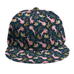 Pink Axolotl Pattern Print Snapback Cap