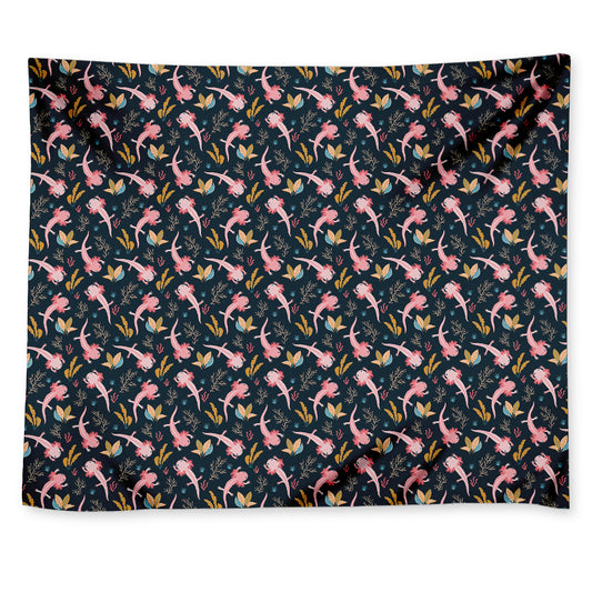 Pink Axolotl Pattern Print Tapestry