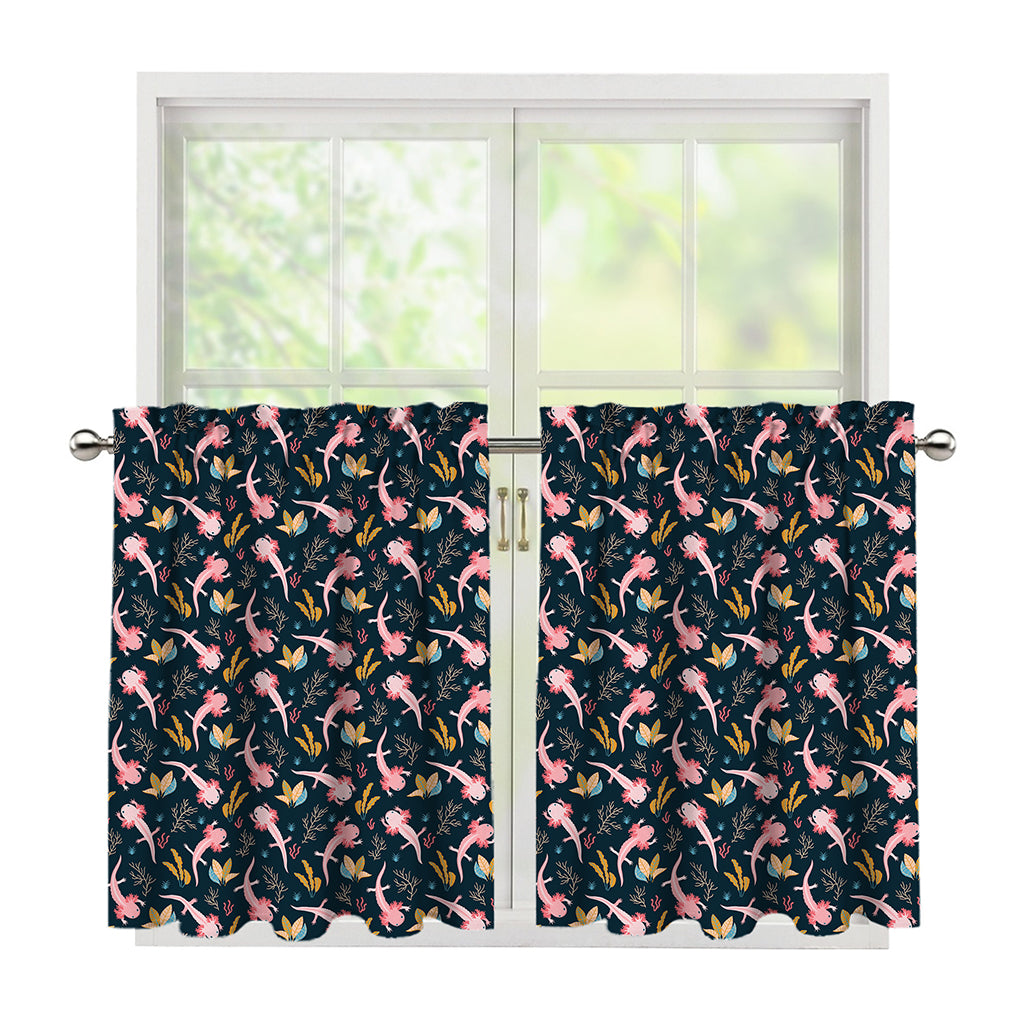 Pink Axolotl Pattern Print Tier Curtains