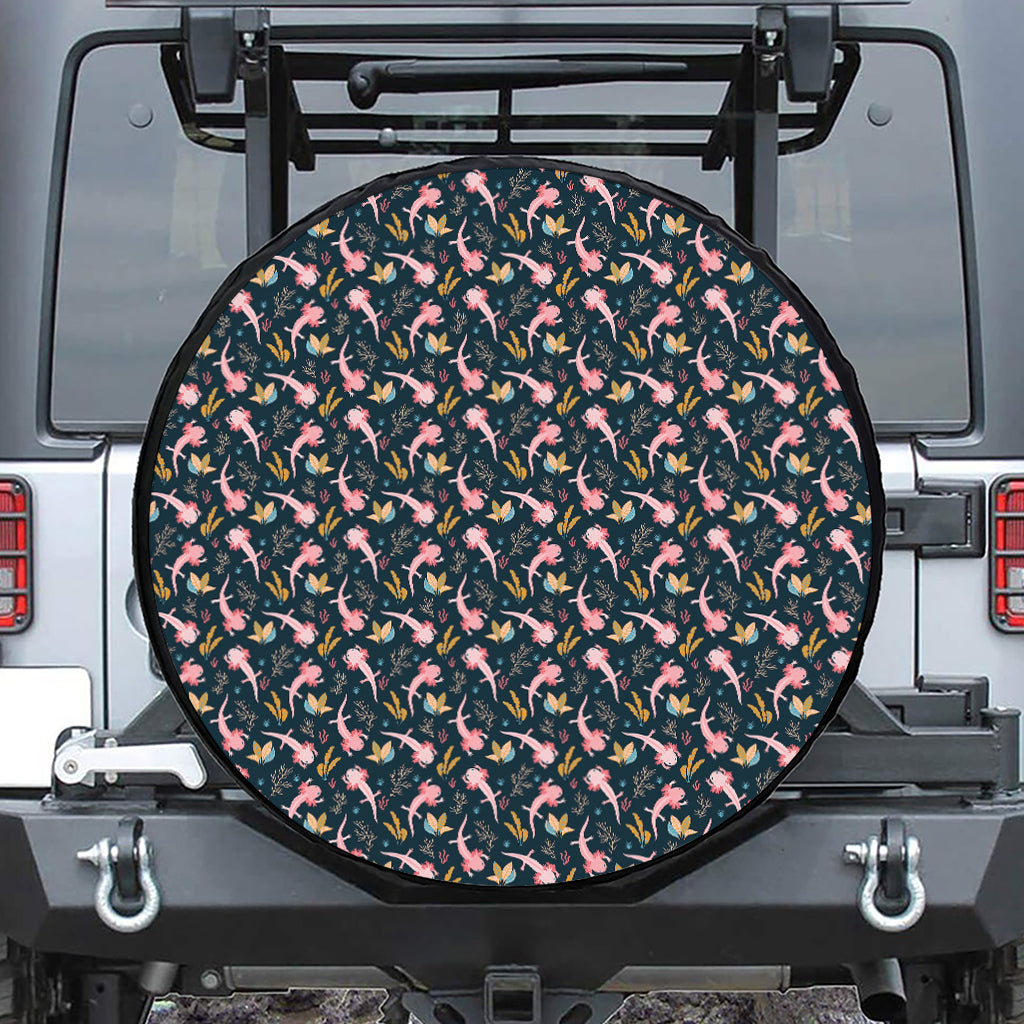 Pink Axolotl Pattern Print Tire Cover