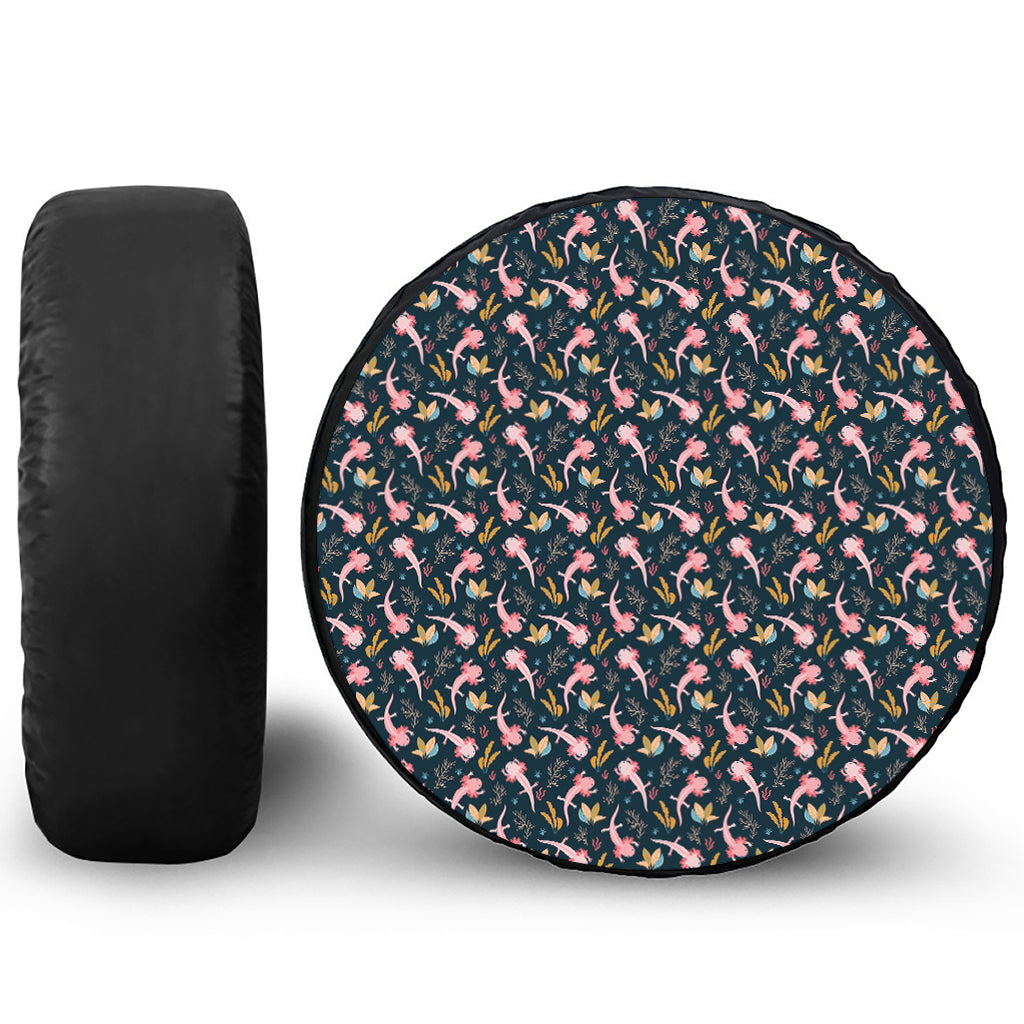 Pink Axolotl Pattern Print Tire Cover