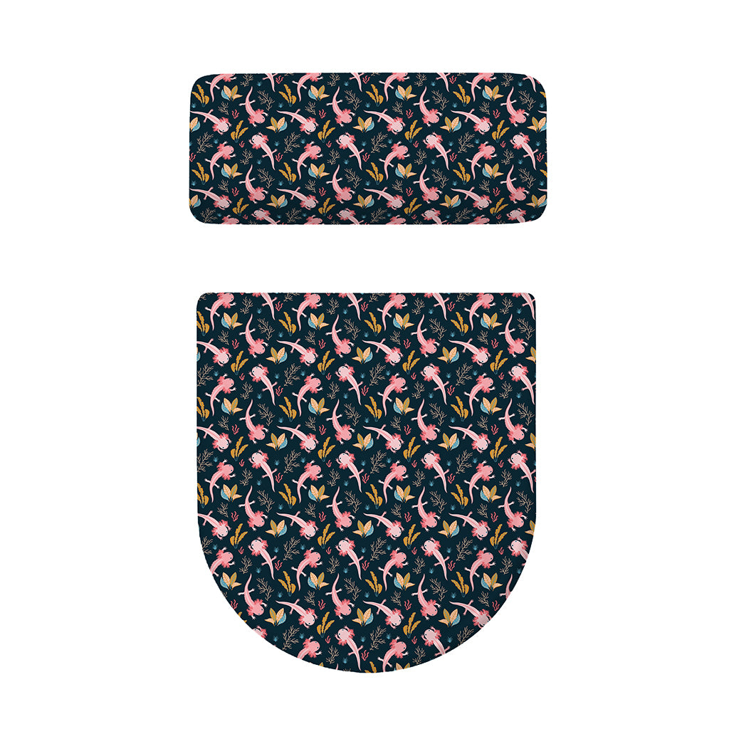 Pink Axolotl Pattern Print Toilet Lid And Tank Cover Set