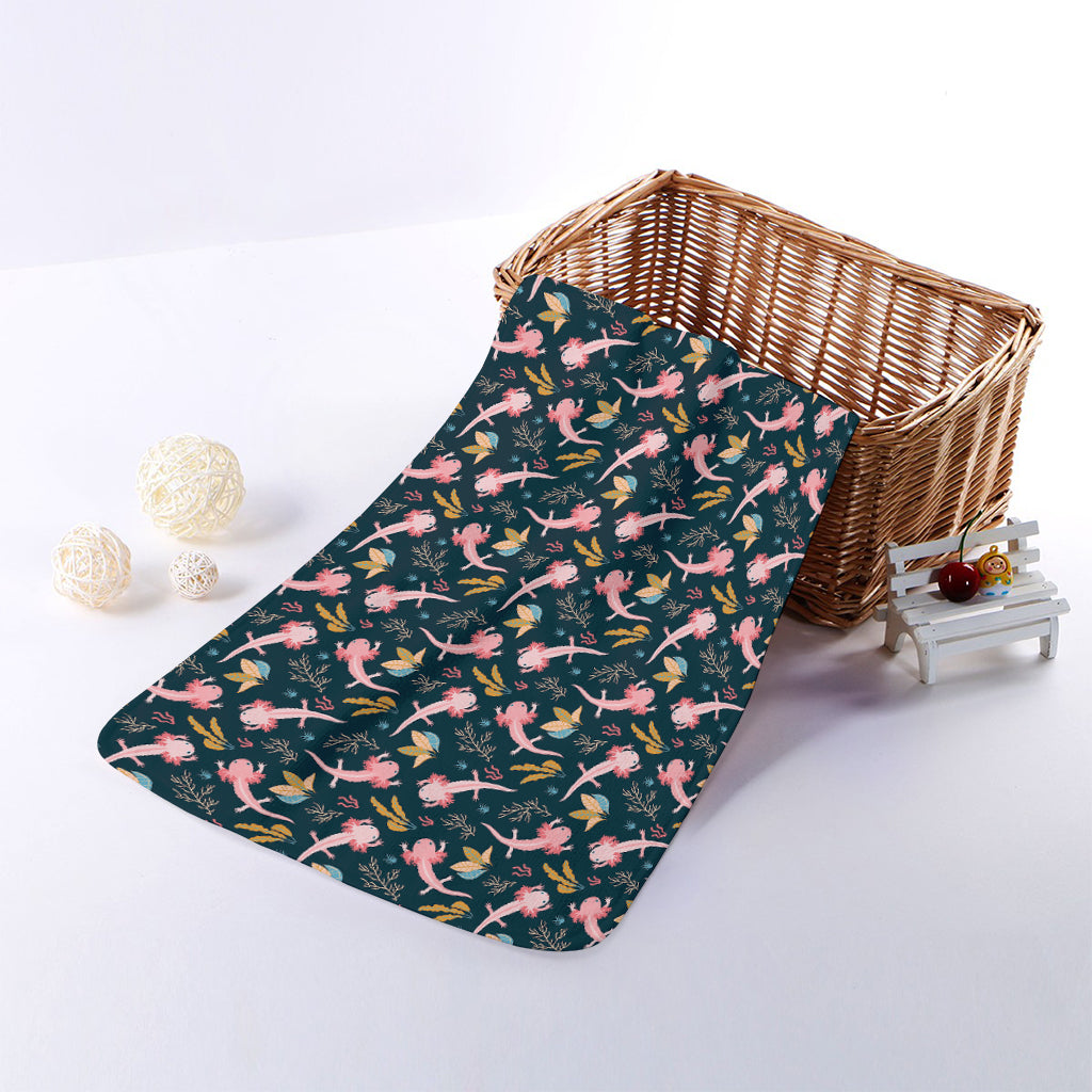 Pink Axolotl Pattern Print Towel