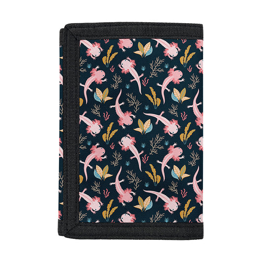 Pink Axolotl Pattern Print Trifold Wallet