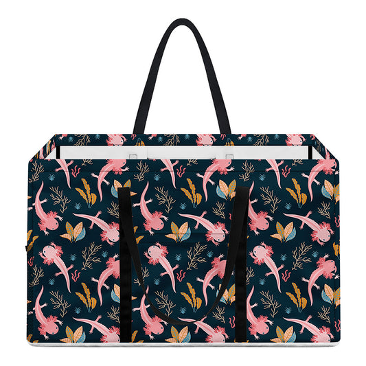 Pink Axolotl Pattern Print Utility Tote Bag