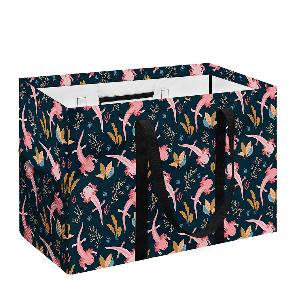 Pink Axolotl Pattern Print Utility Tote Bag