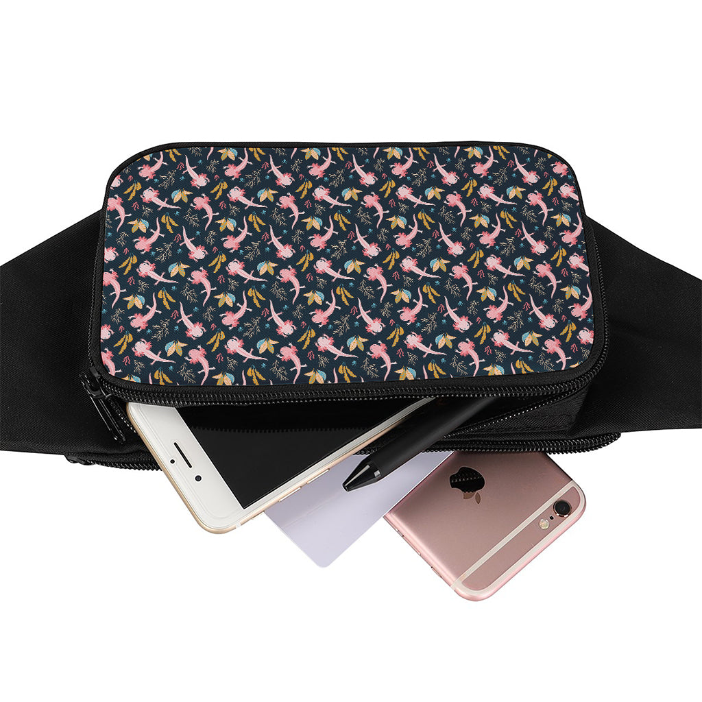 Pink Axolotl Pattern Print Waist Bag