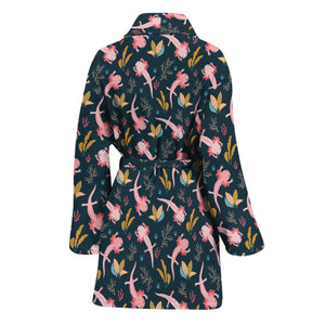 Pink Axolotl Pattern Print Women's Bathrobe