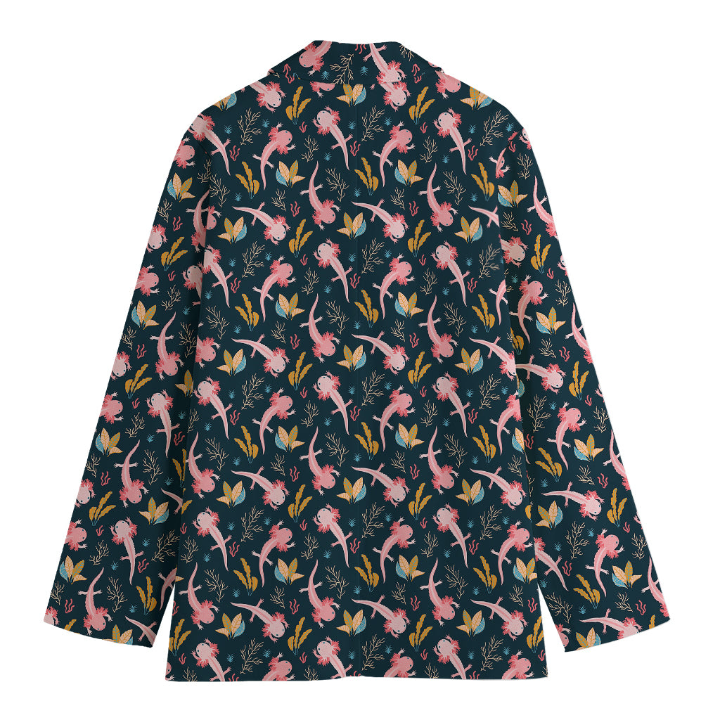 Pink Axolotl Pattern Print Women's Blazer