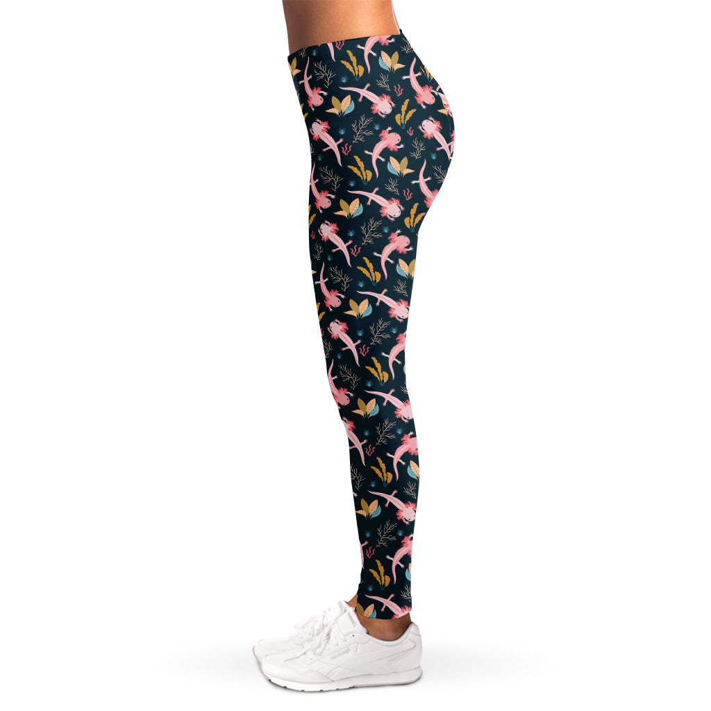 Pink Axolotl Pattern Print Women's Leggings