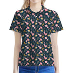 Pink Axolotl Pattern Print Women's Polo Shirt