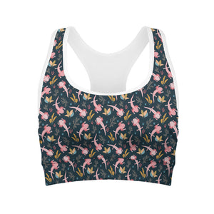 Pink Axolotl Pattern Print Women's Sports Bra