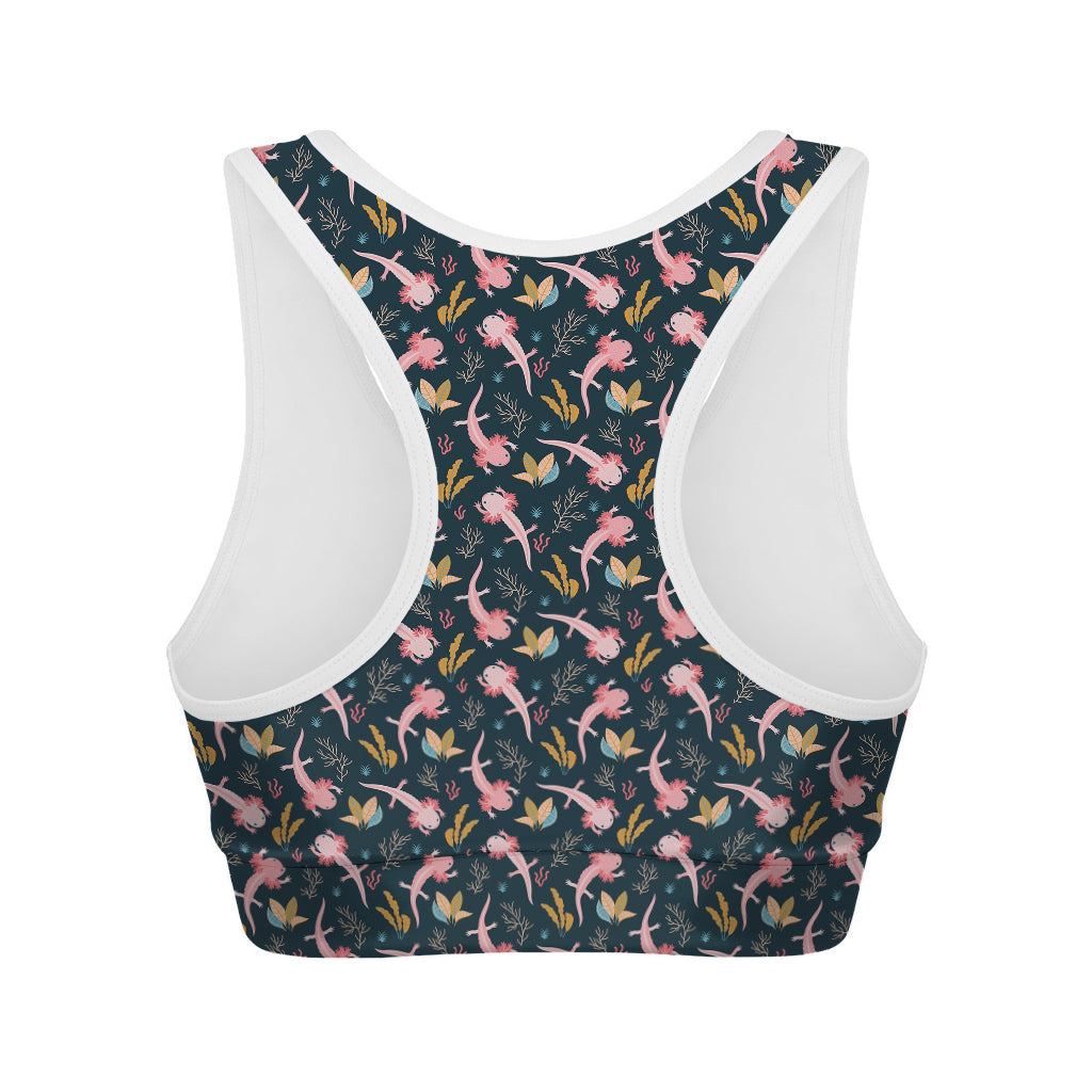 Pink Axolotl Pattern Print Women's Sports Bra