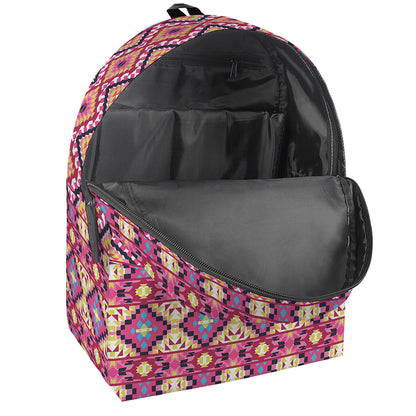Pink Aztec Geometric Ethnic Pattern Print Backpack