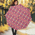 Pink Aztec Geometric Pattern Print Foldable Umbrella