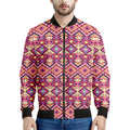 Pink Aztec Geometric Pattern Print Men's Bomber Jacket