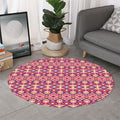 Pink Aztec Geometric Pattern Print Round Rug