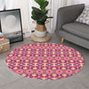 Pink Aztec Geometric Ethnic Pattern Print Round Rug