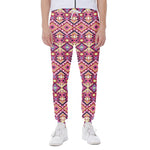 Pink Aztec Geometric Ethnic Pattern Print Scuba Joggers