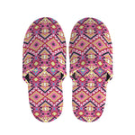 Pink Aztec Geometric Ethnic Pattern Print Slippers