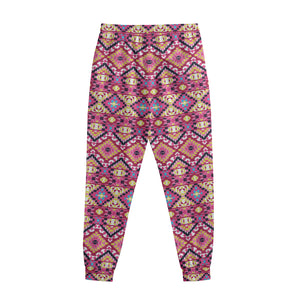 Pink Aztec Geometric Ethnic Pattern Print Sweatpants