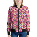 Pink Aztec Geometric Pattern Print Women's Bomber Jacket