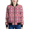 Pink Aztec Geometric Ethnic Pattern Print Women's Bomber Jacket