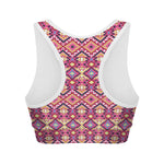 Pink Aztec Geometric Ethnic Pattern Print Women's Sports Bra