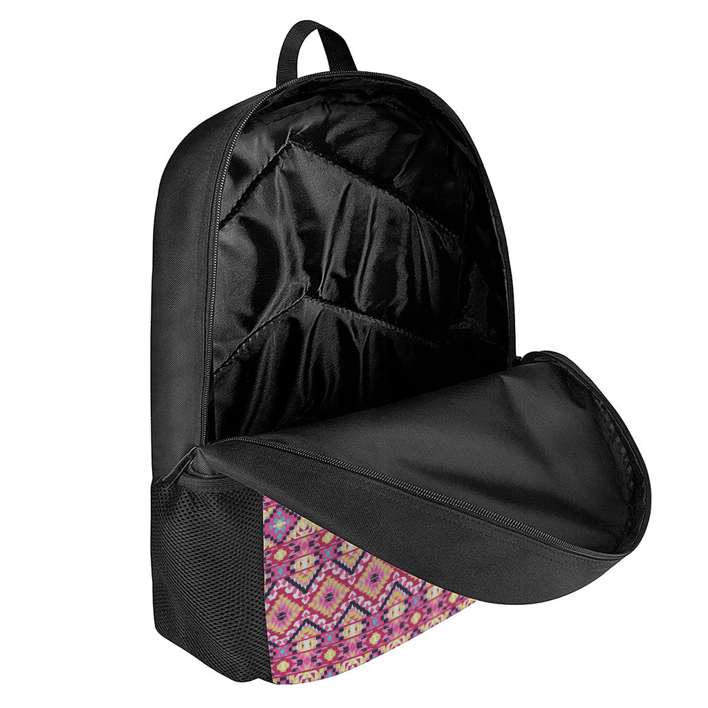 Pink Aztec Geometric Pattern Print 17 Inch Backpack