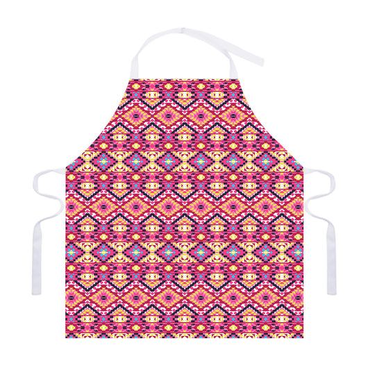 Pink Aztec Geometric Pattern Print Adjustable Apron