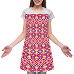 Pink Aztec Geometric Pattern Print Adjustable Apron