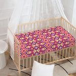 Pink Aztec Geometric Pattern Print Baby Crib Sheet
